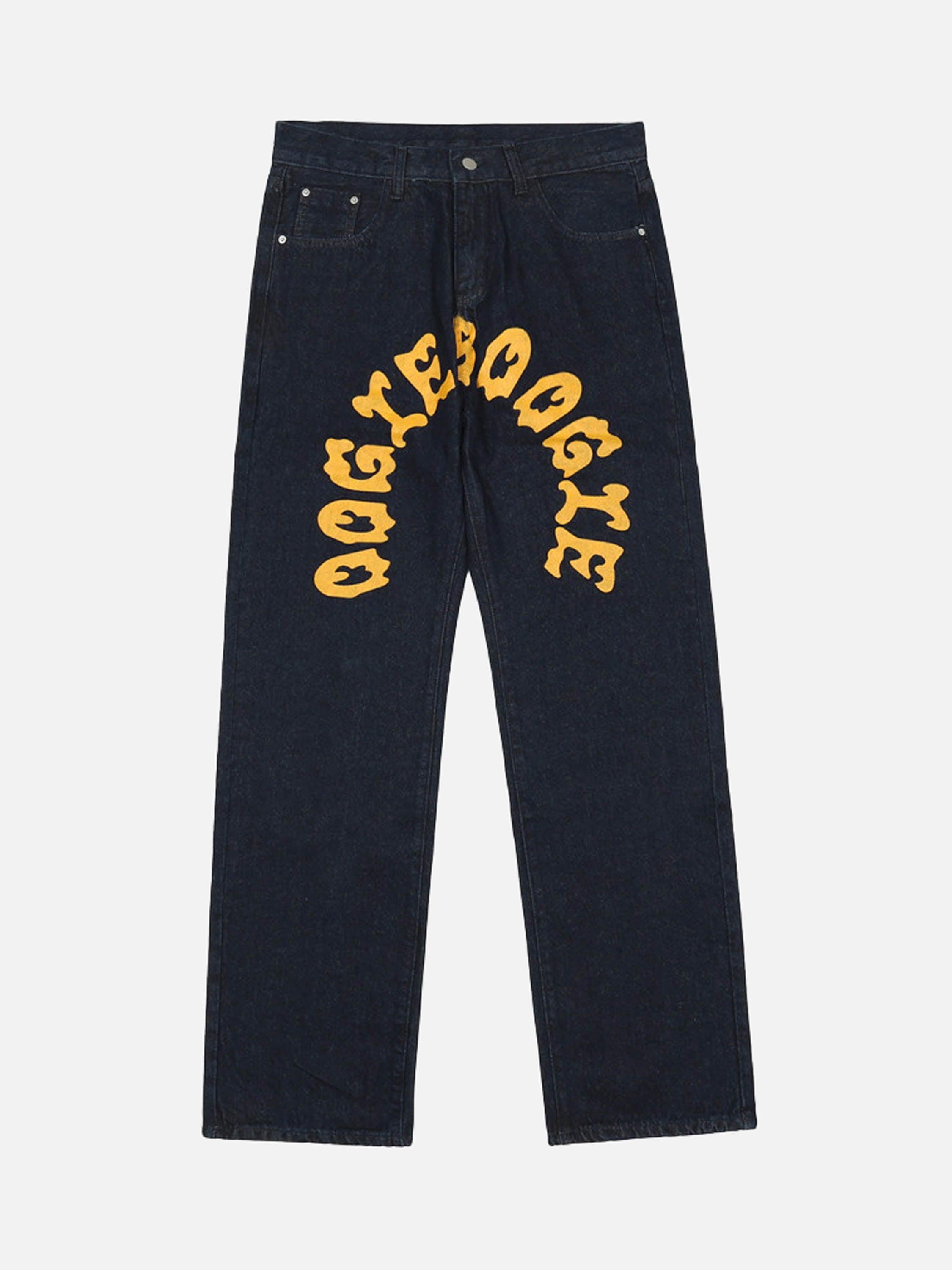 1984 Cartoon Pocket Print Washed Jeans - tntwear1