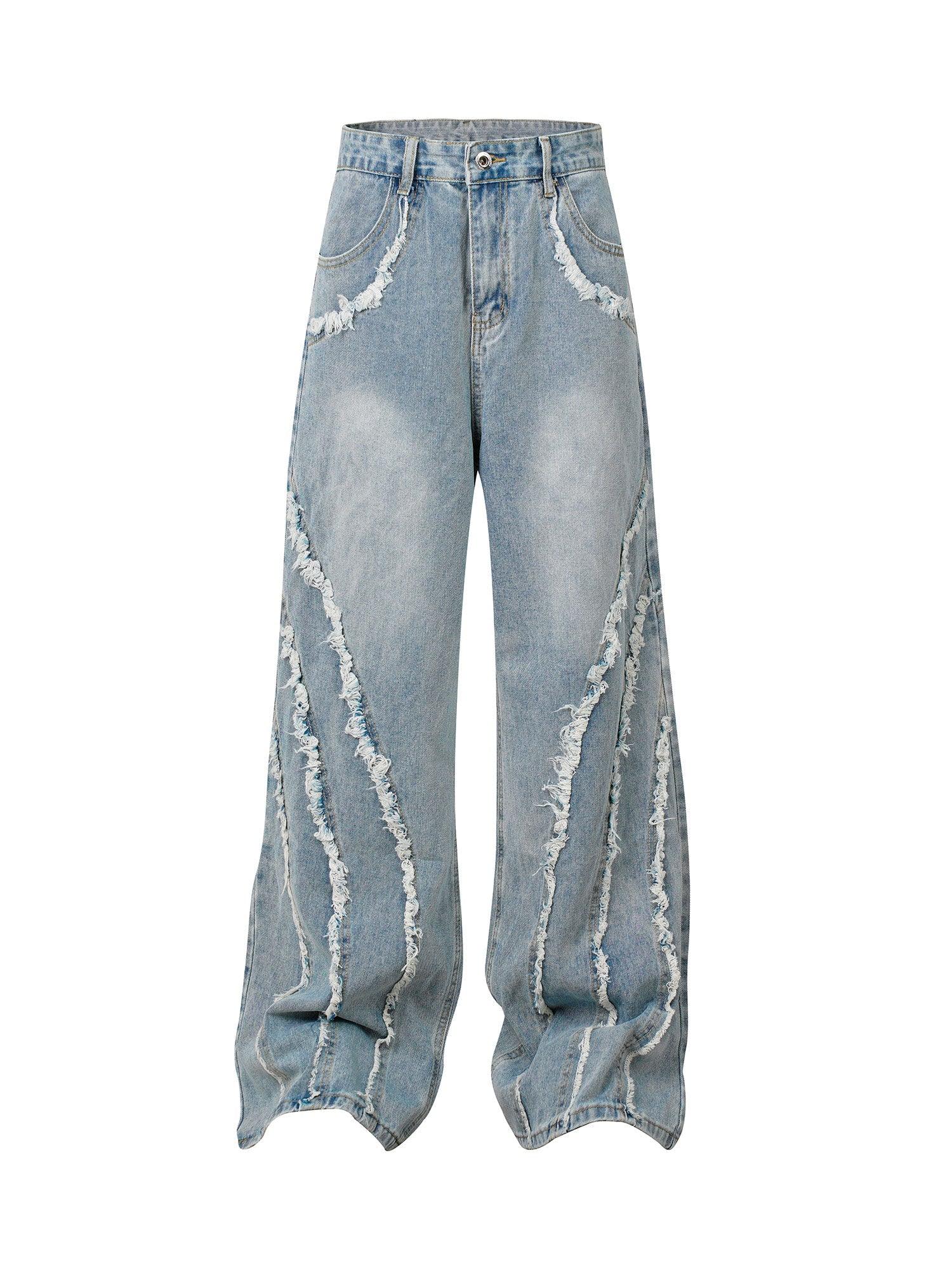 Tntwear High Street Hip-hop Washed Fur Jeans - tntwear1