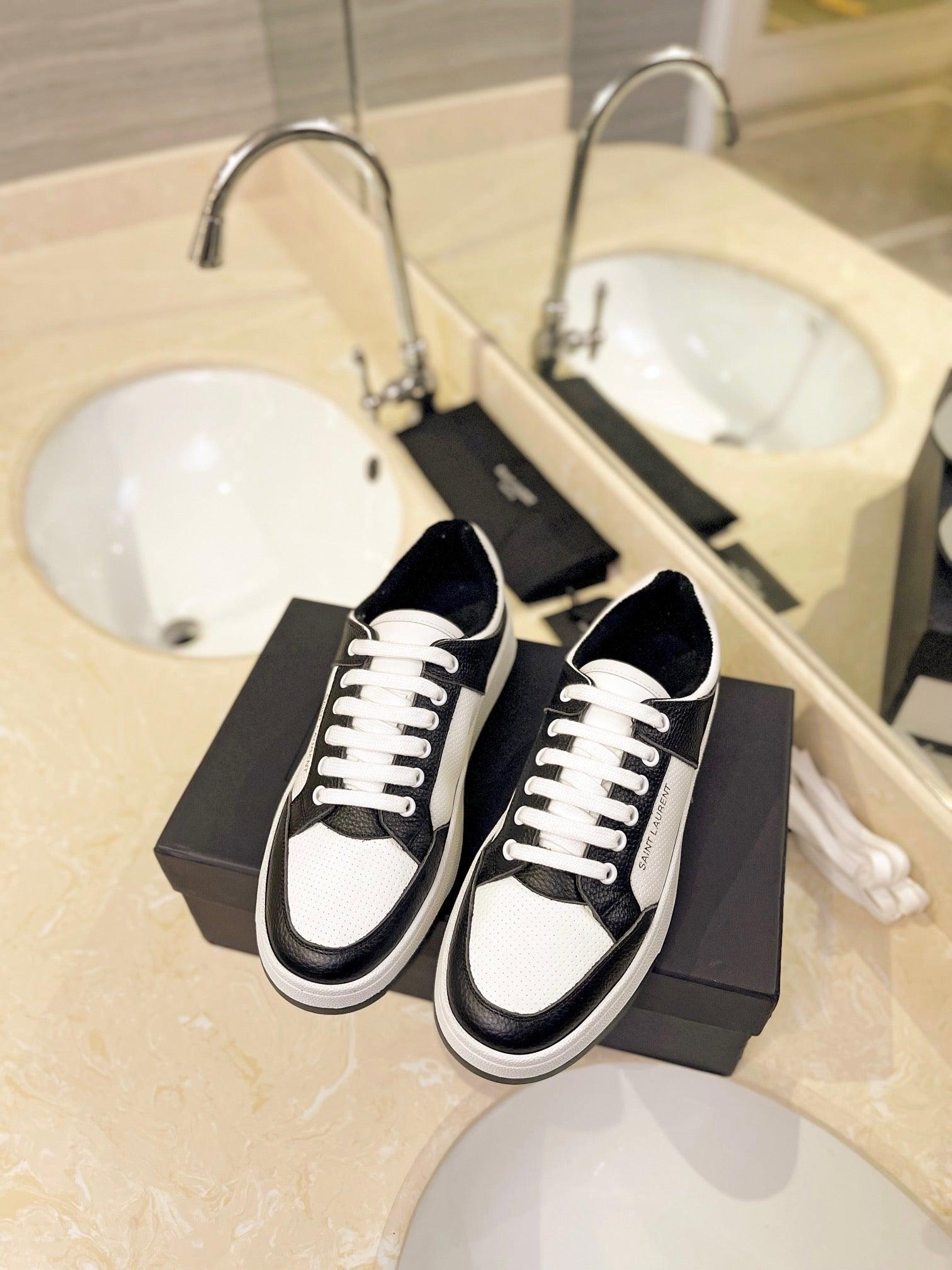 VSL Black and White Leather Sneakers-167 - tntwear1