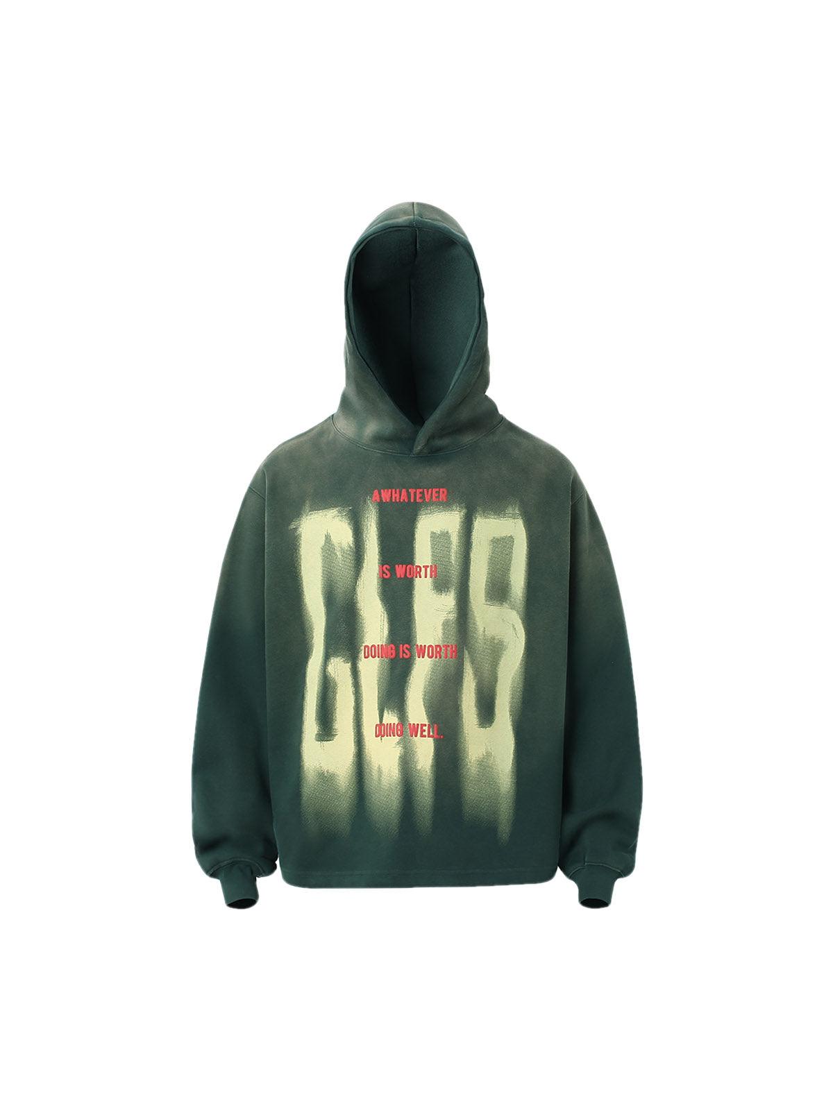 Tntwear Gradient Letter Distressed Pullover Hoodie