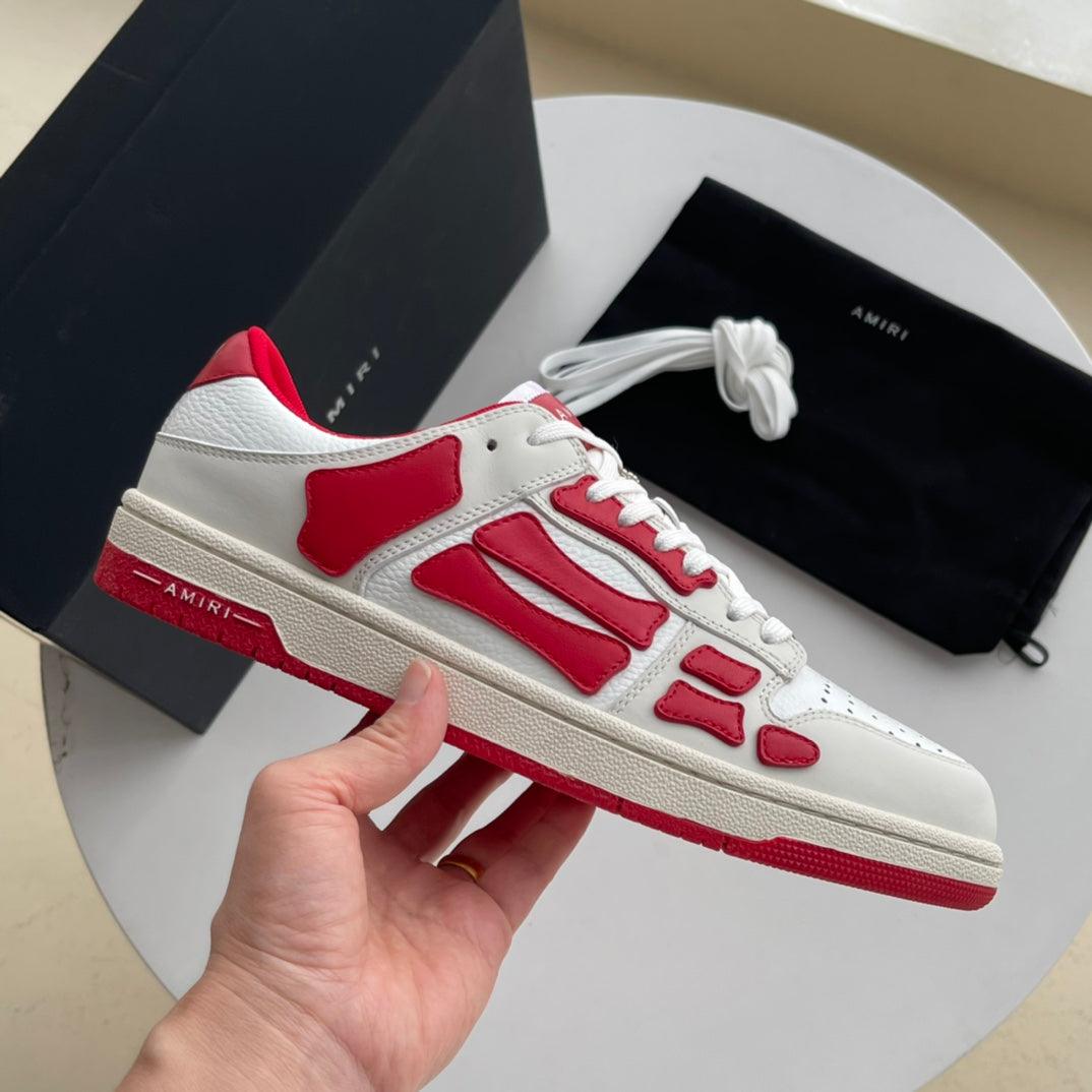 AMR Skel Top Low Red and White Sneakers-193 - tntwear1