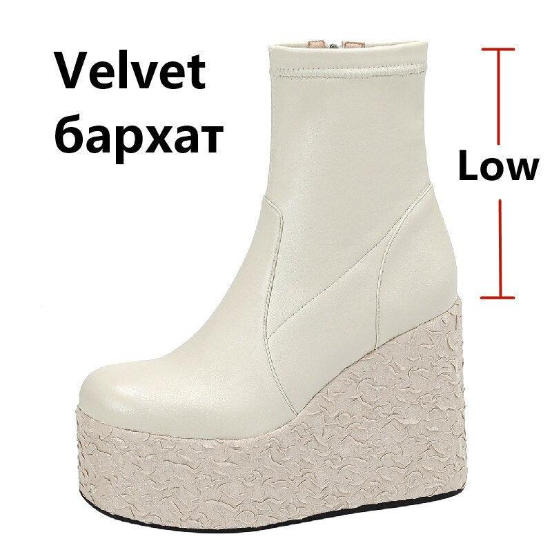 Newest Women Ankle Boots Autumn Winter Fashion Punk Style High Platforms Wedges Heels Shoes Party Night Club - tntwear1