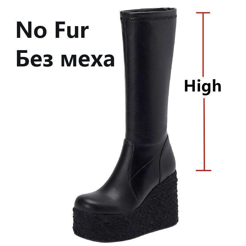 Newest Women Ankle Boots Autumn Winter Fashion Punk Style High Platforms Wedges Heels Shoes Party Night Club - tntwear1