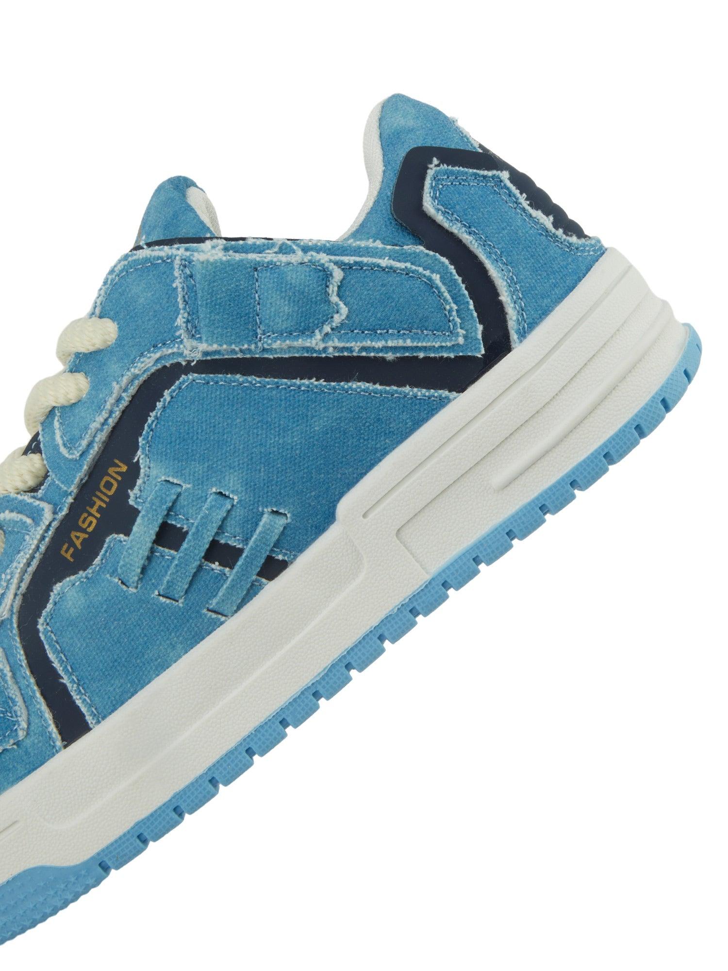 Shredded Denim Patchwork Sneakers - tntwear1