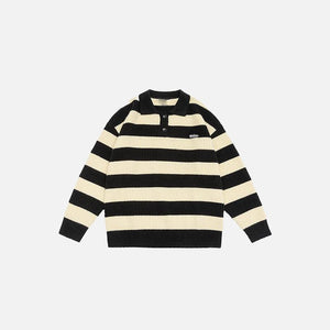 Classic Striped Polo Sweater - tntwear1