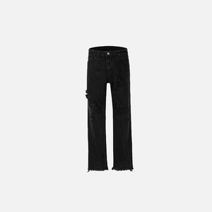 Black Distressed Straight-Leg Jeans - tntwear1