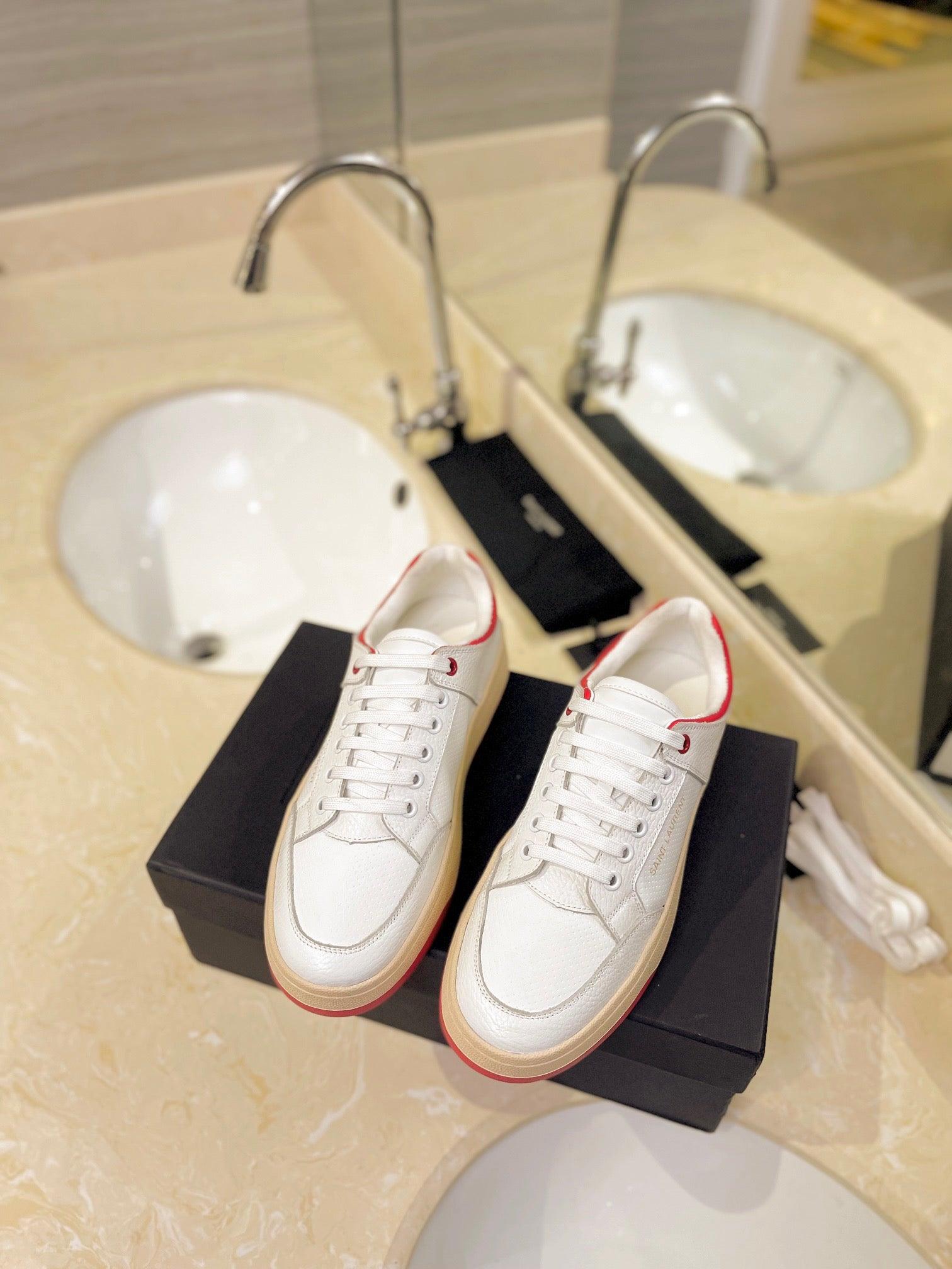 VSL White and Red Leather Sneakers-171 - tntwear1