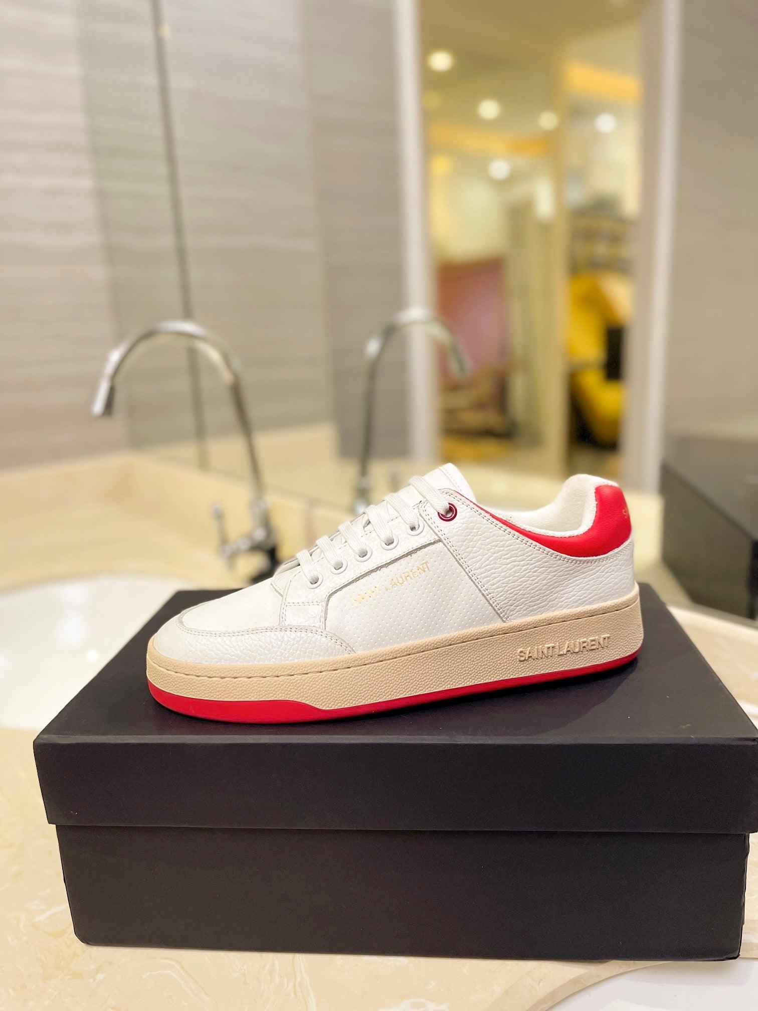 VSL White and Red Leather Sneakers-171 - tntwear1