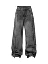 Tntwear Washed Distressed Raw Edge Baggy Jeans - tntwear1