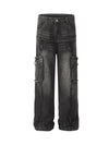 Tntwear Detressed Raw Edge Multi-pocket Cargo Jeans - tntwear1