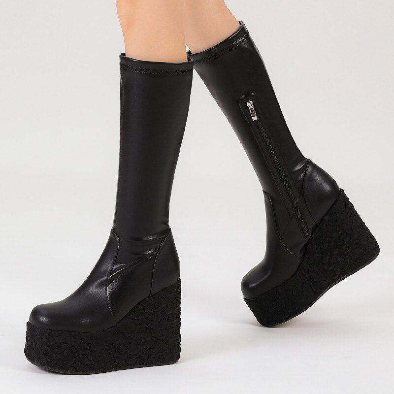 Newest Women Ankle Boots Autumn Winter Fashion Punk Style High Platforms Wedges Heels Shoes Party Night Club - tntwear1