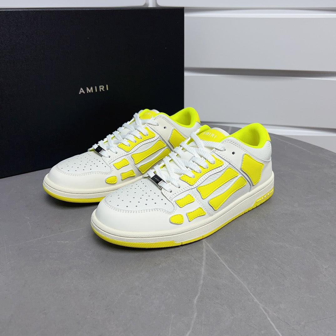 AMR Skel Top Low White Fluorescent Yellow Sneakers-142 - tntwear1