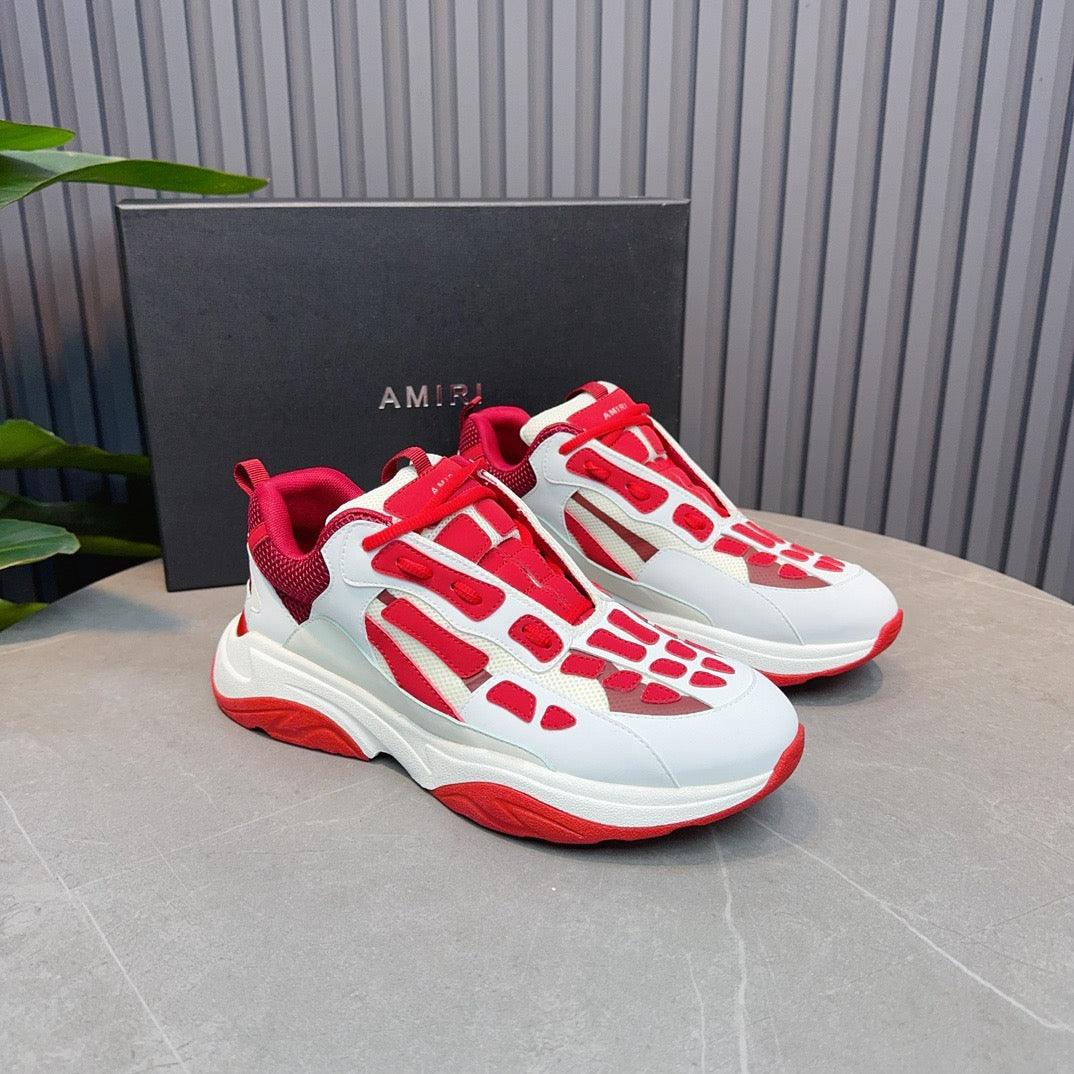 AMR Red and White Bone Runner Sneakers-050 - tntwear1