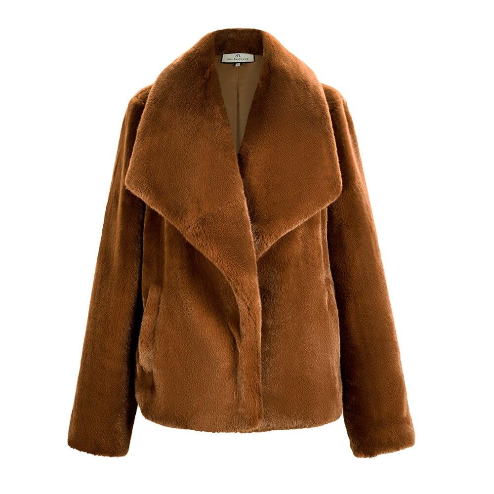 Caramel Fashionable Large Lapel Fur Coat Women's - tntwear1