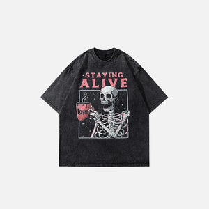 Staying Alive Skeleton T-shirt - tntwear1