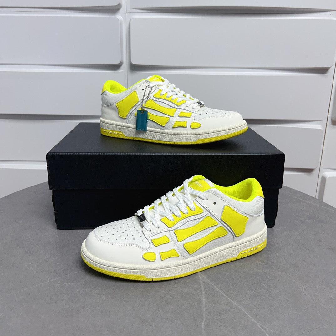 AMR Skel Top Low White Fluorescent Yellow Sneakers-142 - tntwear1