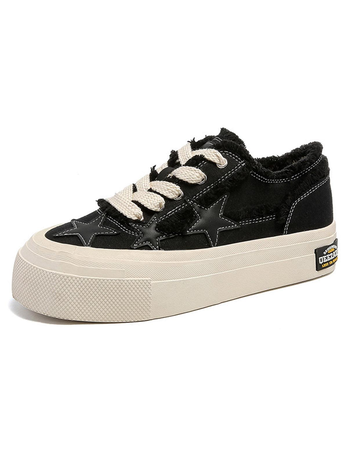 Tntwear Star Patch Embroidered Canvas Shoes - tntwear1