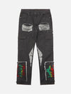 1984 Destruction Brushed Hip Hop Embroidered Jeans - tntwear1