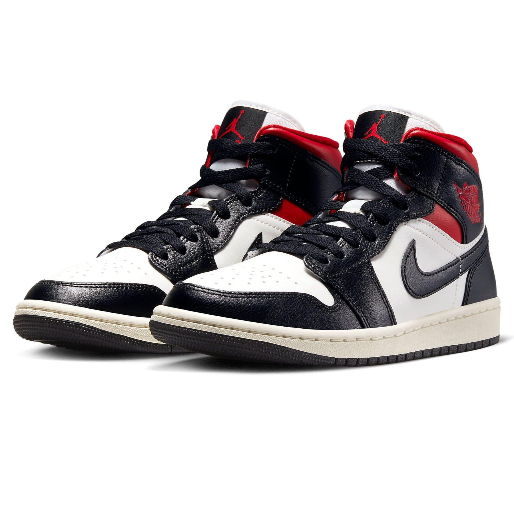 Air Jordan 1 Mid Wmns 'Black Sail Gym Red' - tntwear1