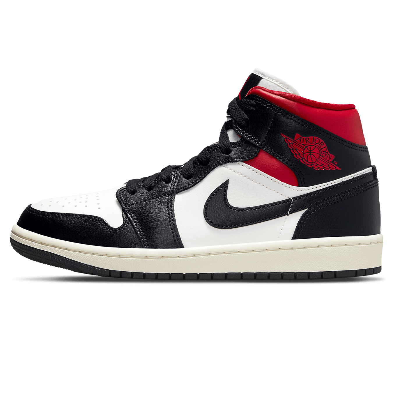 Air Jordan 1 Mid Wmns 'Black Sail Gym Red' - tntwear1