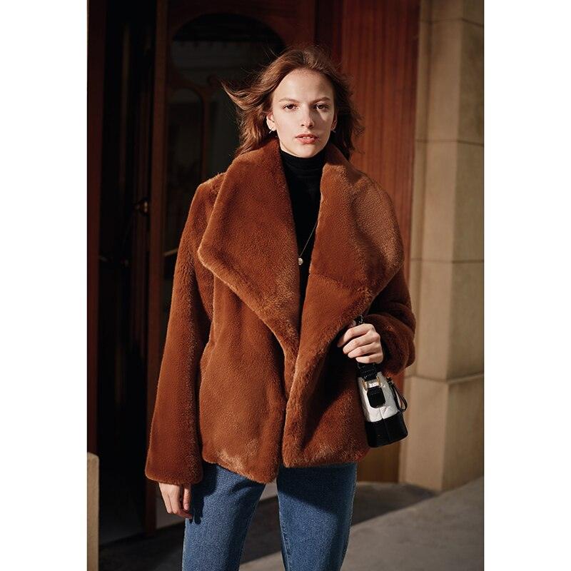 Caramel Fashionable Large Lapel Fur Coat Women's - tntwear1