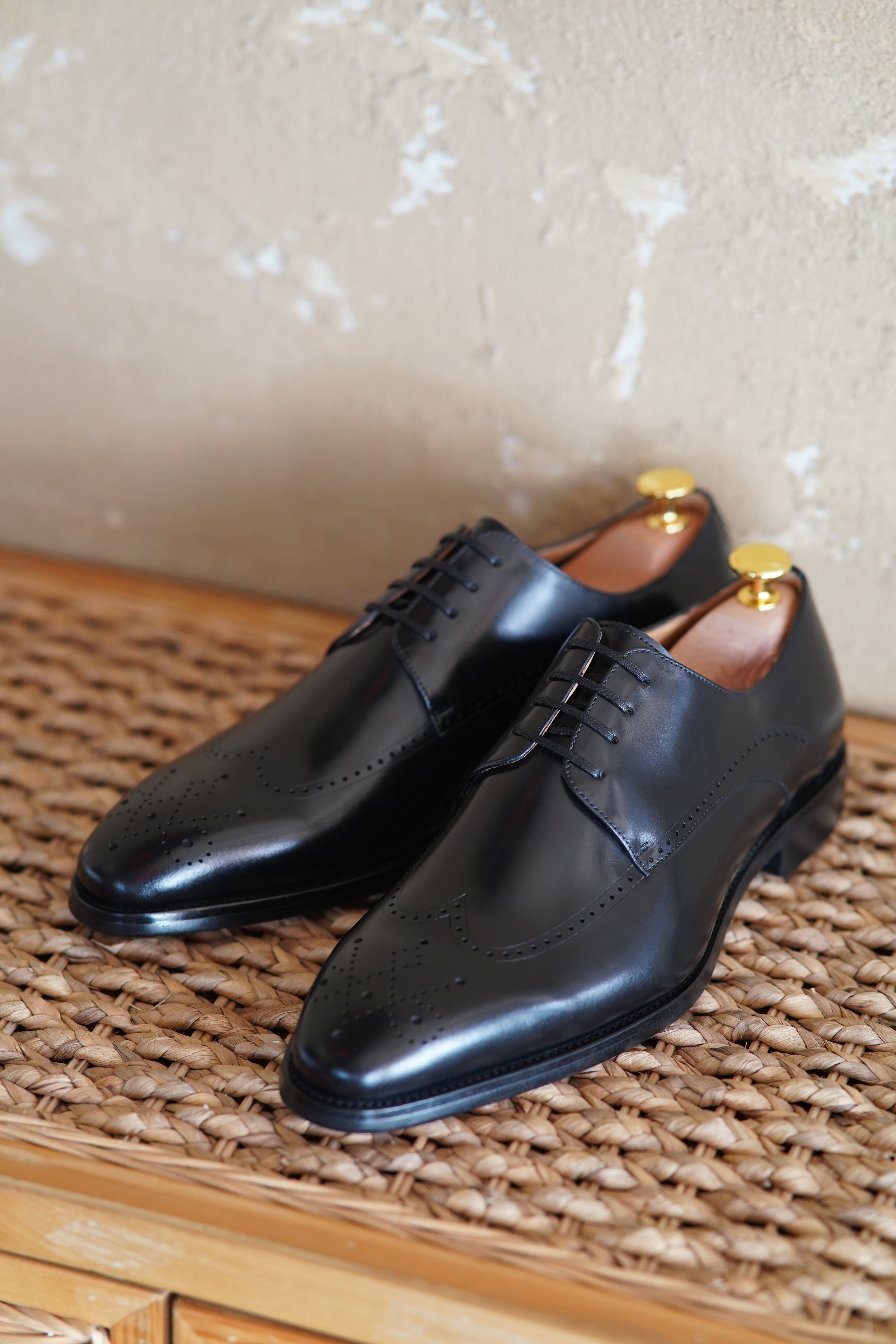 Black Derby Wingtip Shoes