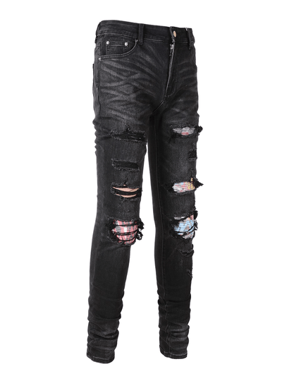 Black Ripped Patch Jeans