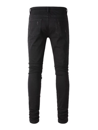 Black Ripped Patch Jeans