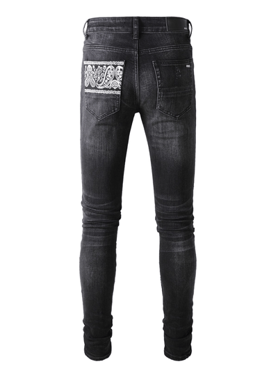 Black Ripped Patch Jeans