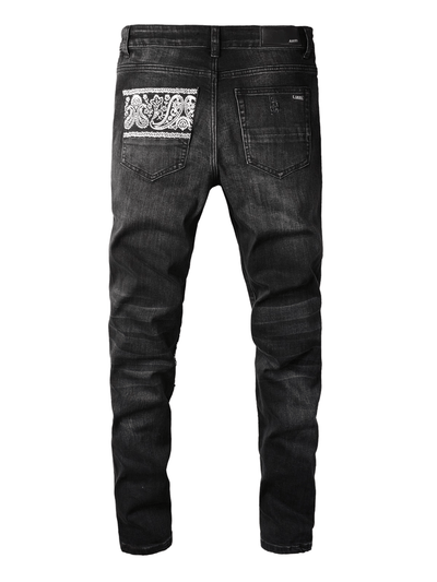 Black Ripped Patch Jeans