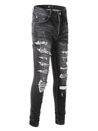 Black Washed Ripped Jeans