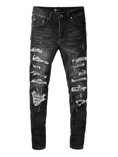 Black Washed Ripped Jeans