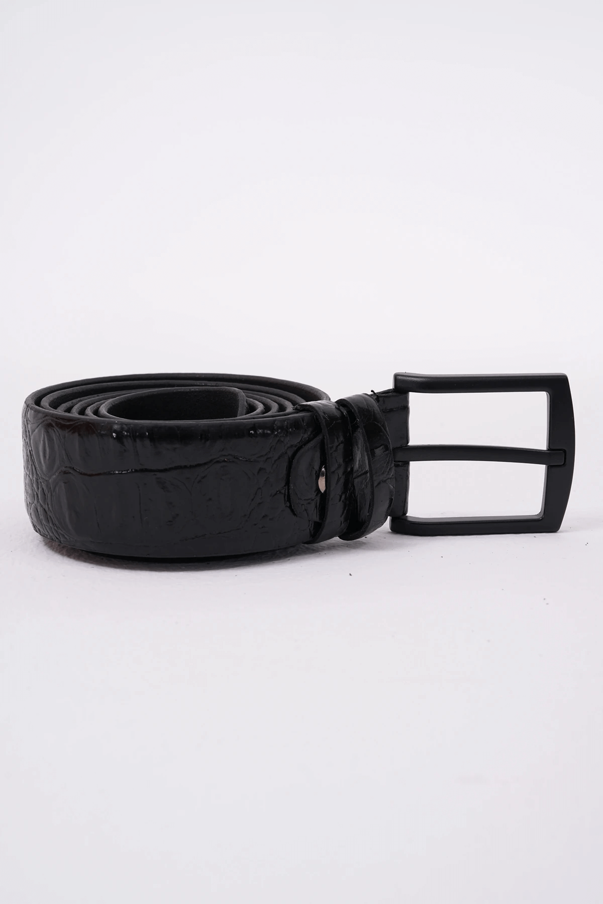 Black Crocodile Patterned Genuine Leather Belt