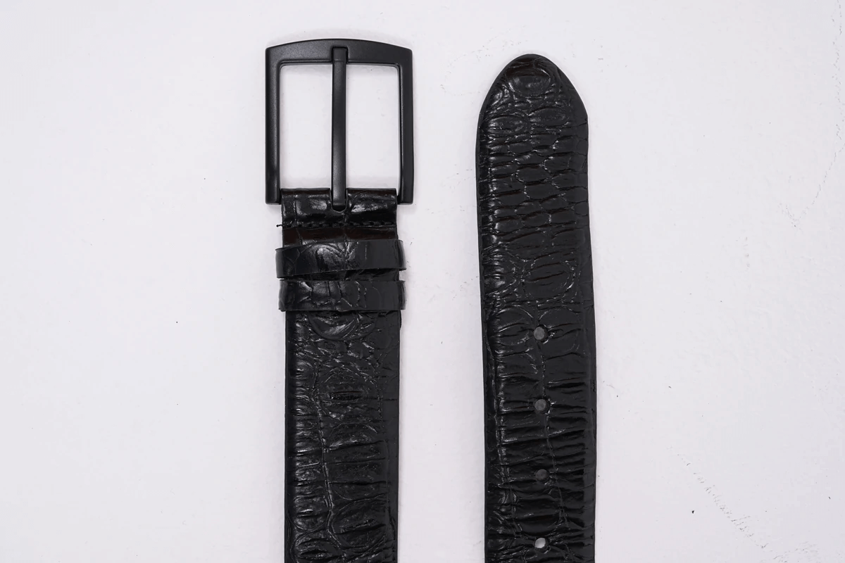 Black Crocodile Patterned Genuine Leather Belt