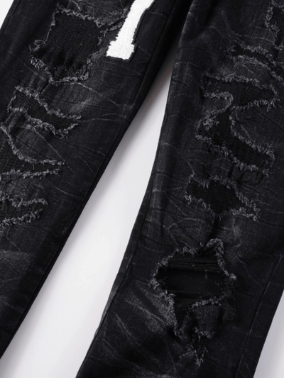 Black Writing Patch Jeans