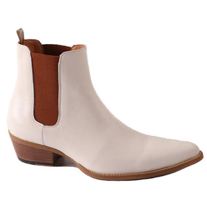 New Chelsea boot white leather boots point toe slip on ankle botas men party shoes male - tntwear1