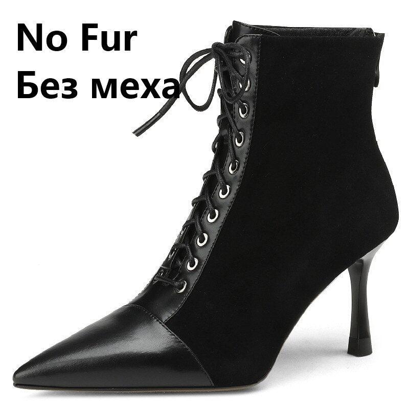 Elegant Women Ankle Boots Pointed Toe Thin High Heels - tntwear1