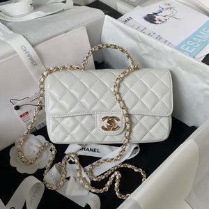 Tntwear - Camellia Embossed With top Handle Bag White