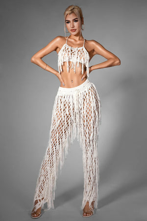 Annaleyza Knit Fringe Halter Set