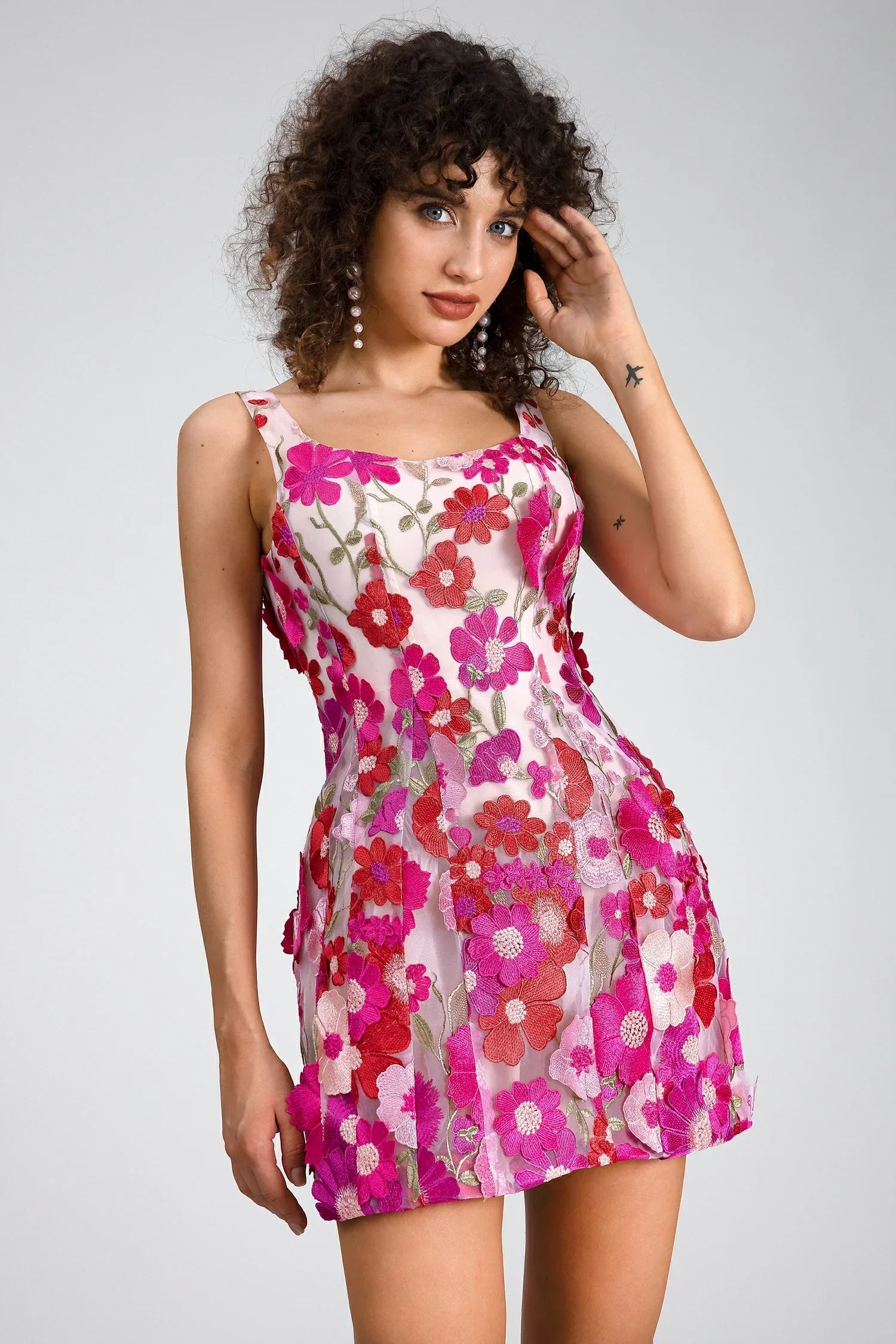 Yeorgia 3D Floral Embroider Mini Dress