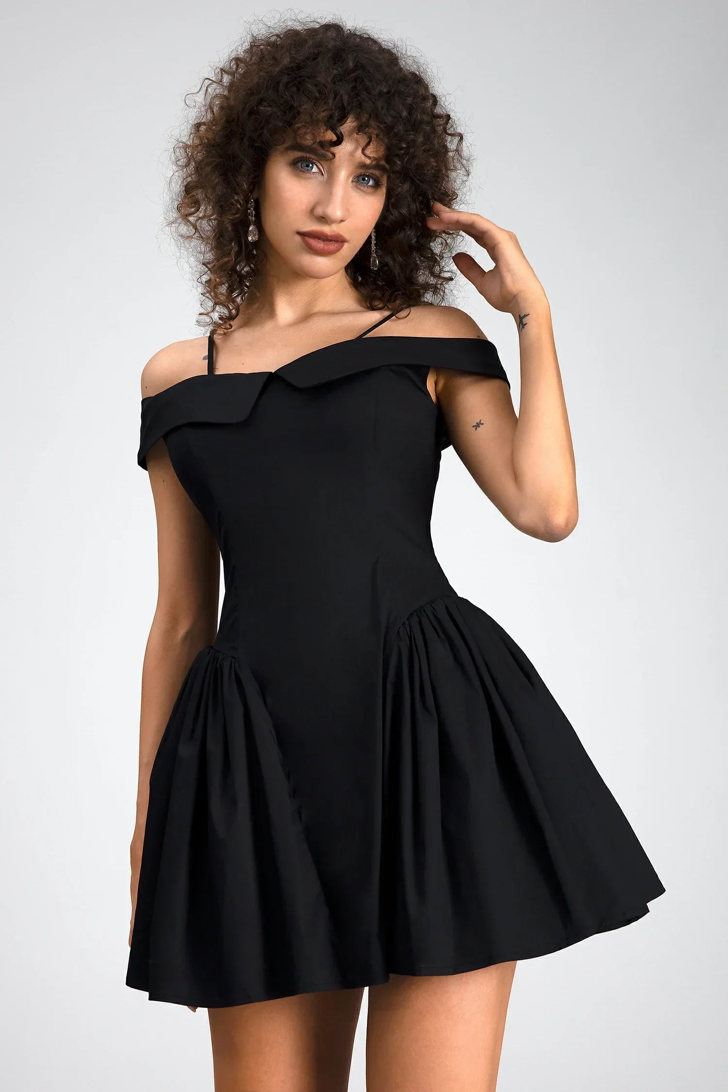 Vassia Off Shoulder Mini Dress In Black