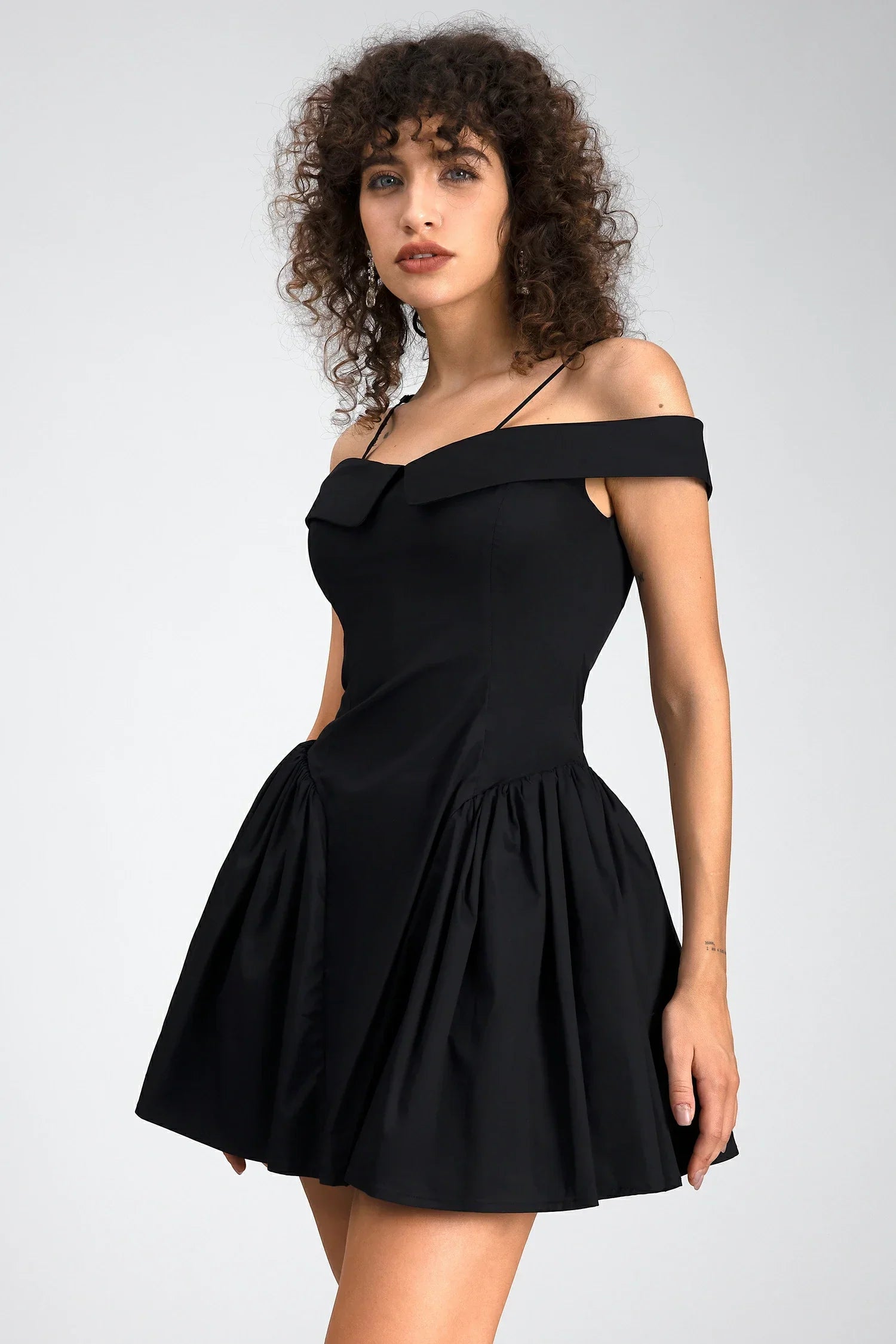 Vassia Off Shoulder Mini Dress In Black