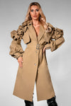 Daisia Ruffle Belted  Rrench Coat