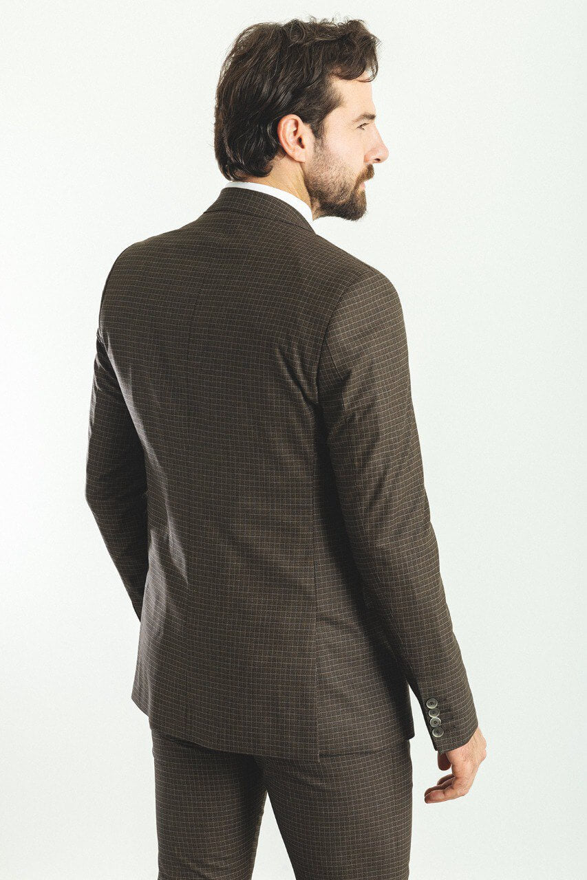 Brown Checkered Three-Piece Suit