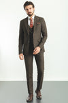 Brown Checkered Three-Piece Suit