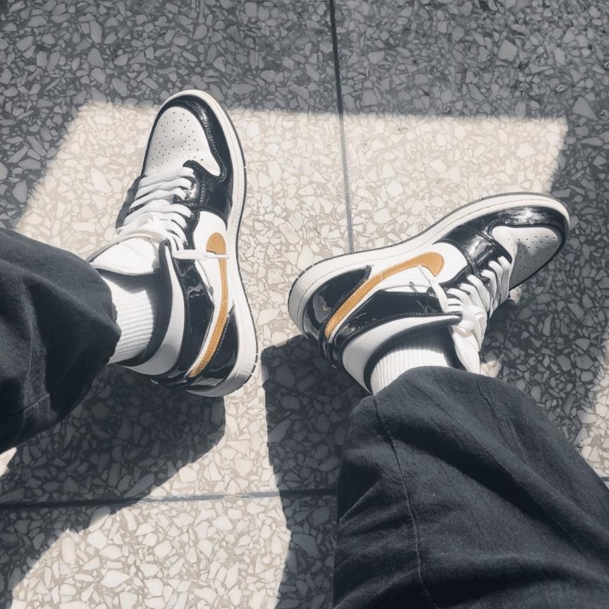 Custom Air Jordan 1 Black Gold Sneakers - tntwear1