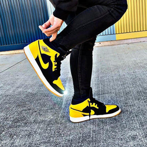 Custom Air Jordan 1 Black Yellow Sneakers - tntwear1