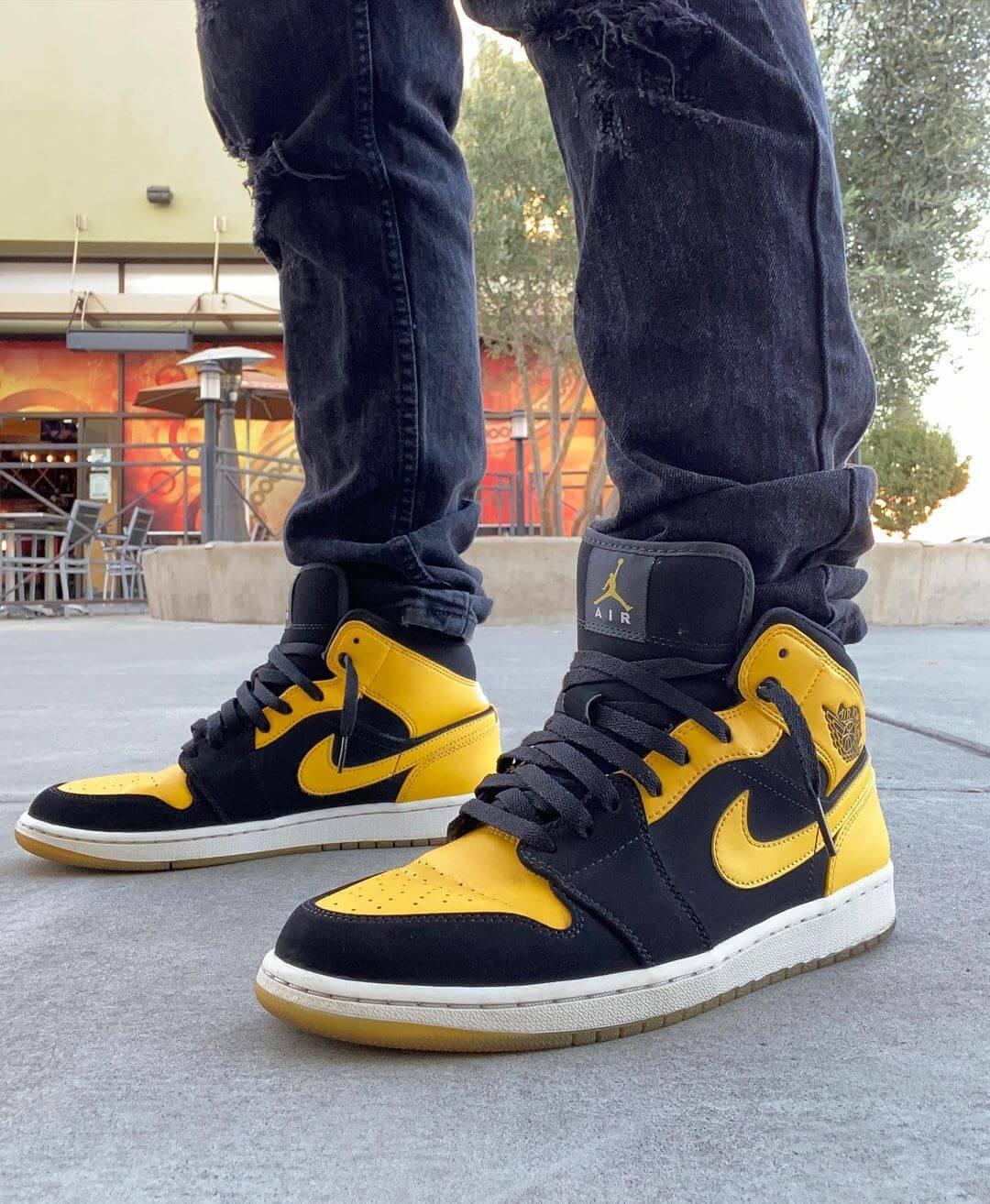 Custom Air Jordan 1 Black Yellow Sneakers - tntwear1