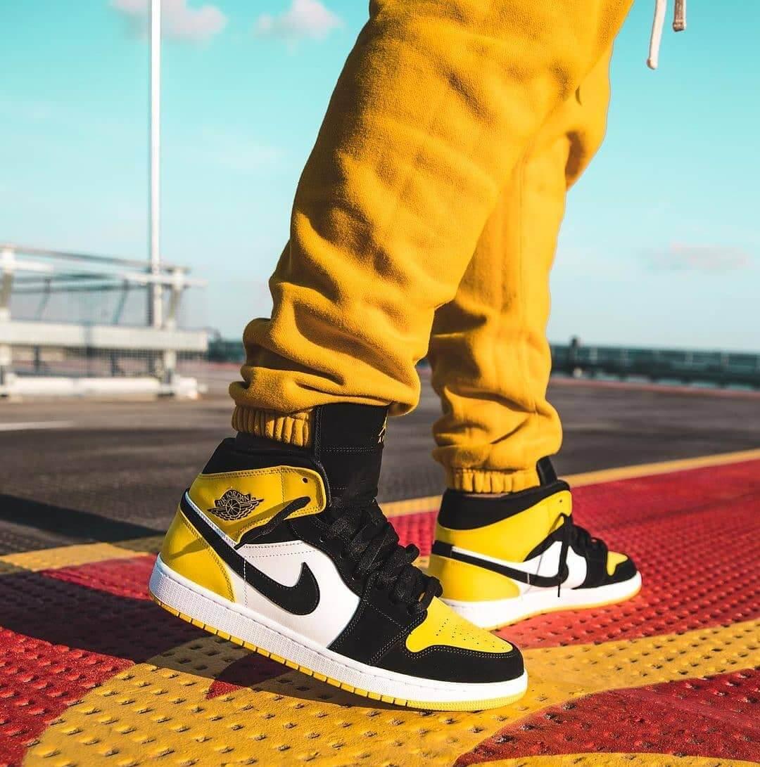 Custom Air Jordan 1 Black Yellow Sneakers - tntwear1