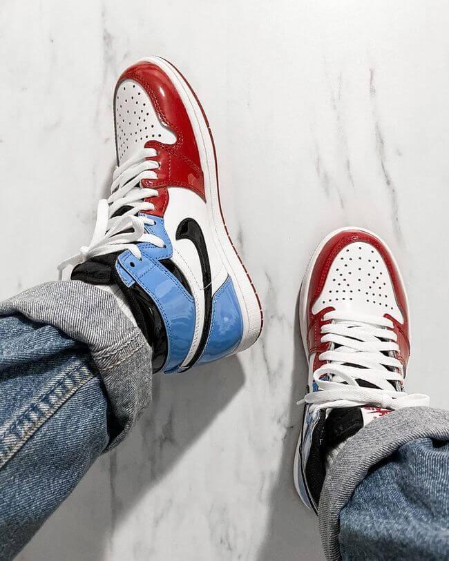 Custom Air Jordan 1 Blue Red Sneakers - tntwear1